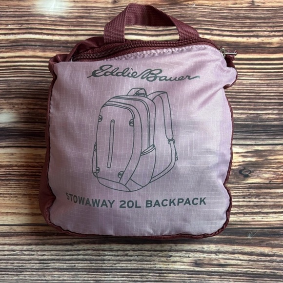 Eddie Bauer Handbags - Eddie Bauer Burgundy Stowaway Backpack